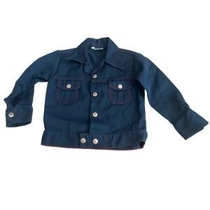 Vintage 50s Billy the Kid Western Jacket Boy Denim Blue Permanent Press Size 6